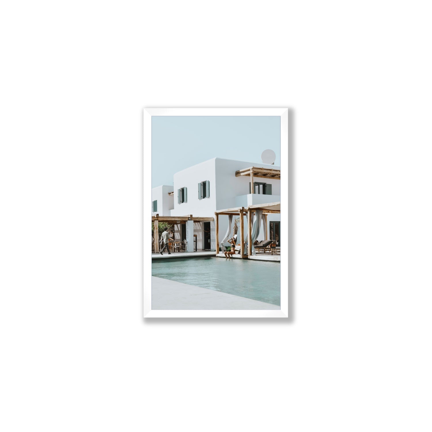 Aphrodite Mykonos Greek island wall art Medium full-bleed fine art print in white frame