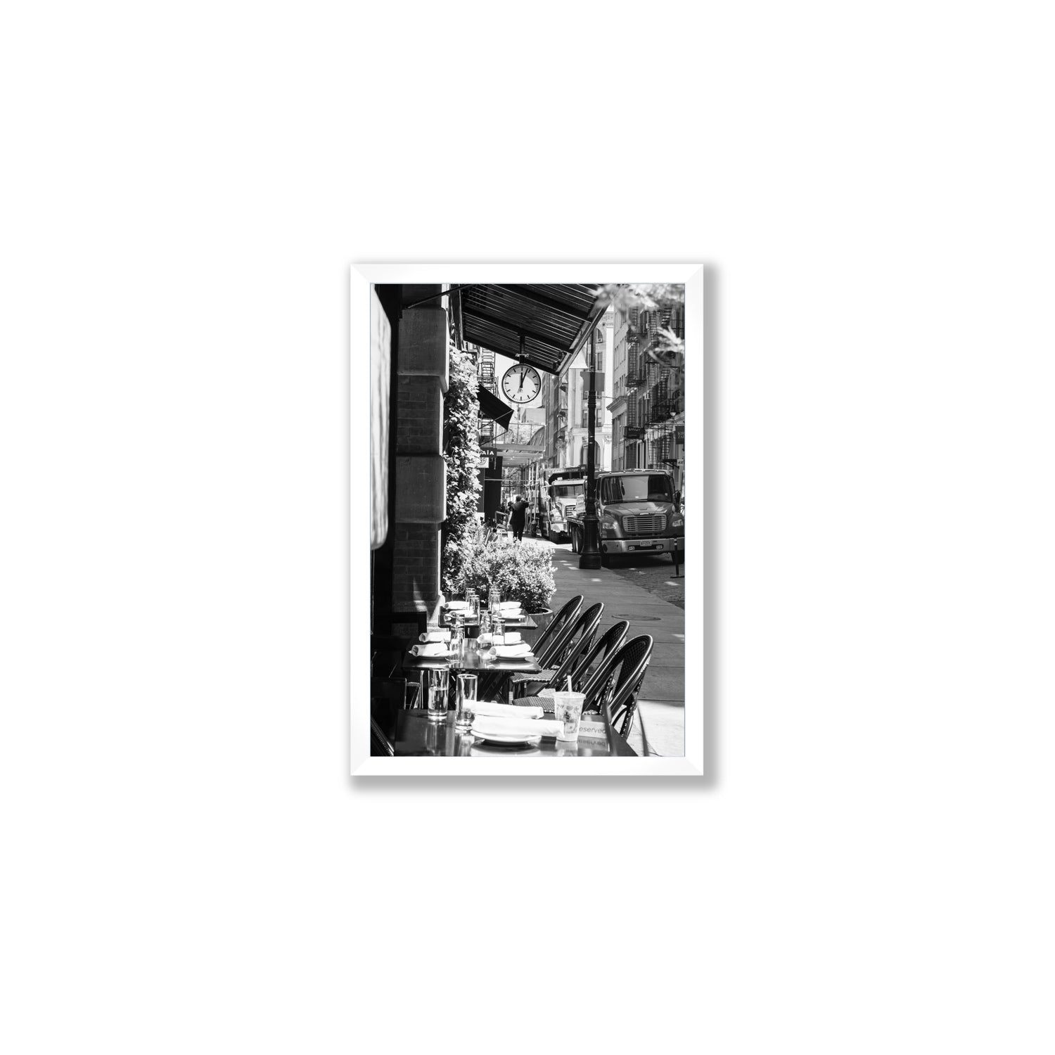 Mercer Street New York NYC Black & White wall art Medium full-bleed fine art print in white frame