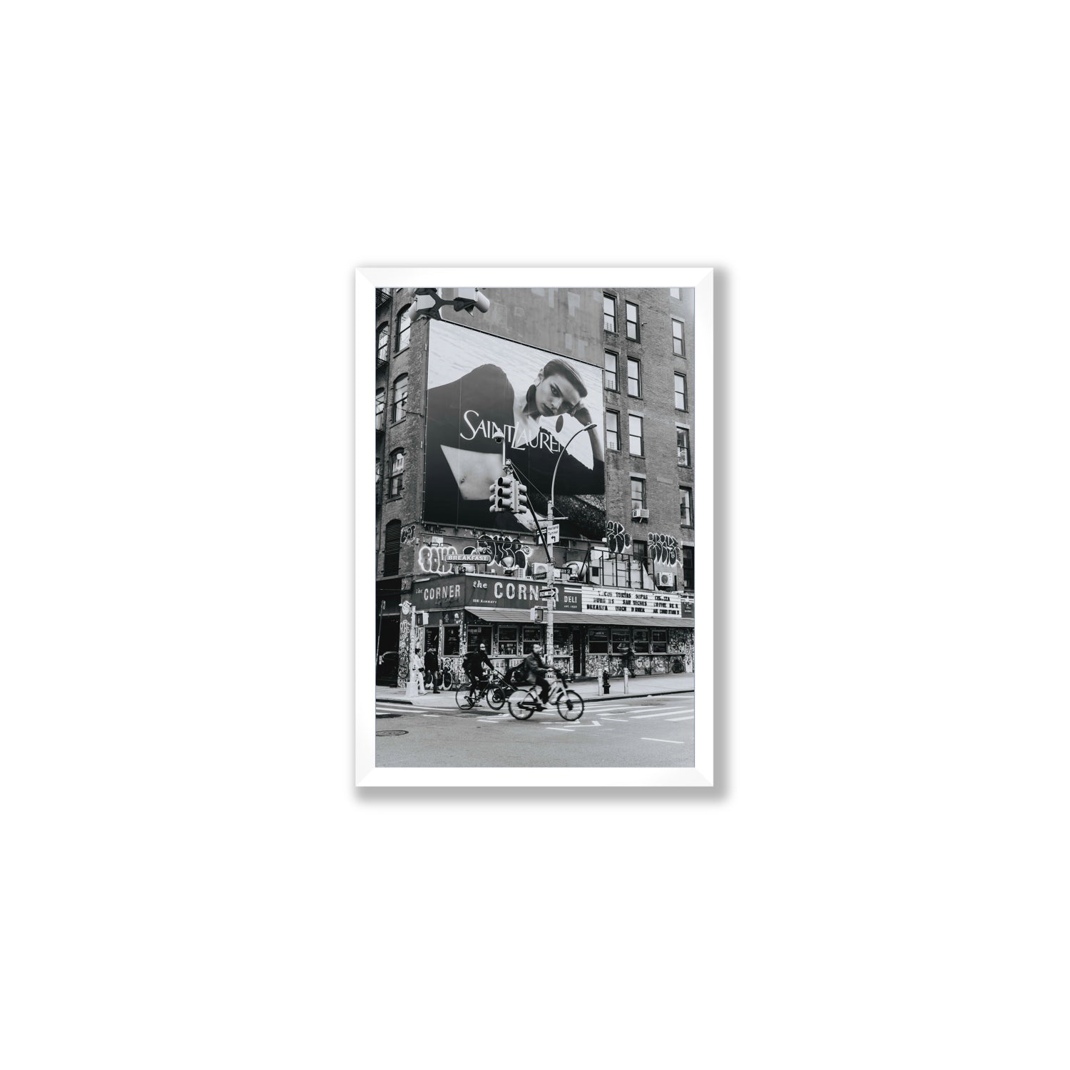 Runway To Rooftops New York NYC Black & White wall art Medium full-bleed fine art print in white frame
