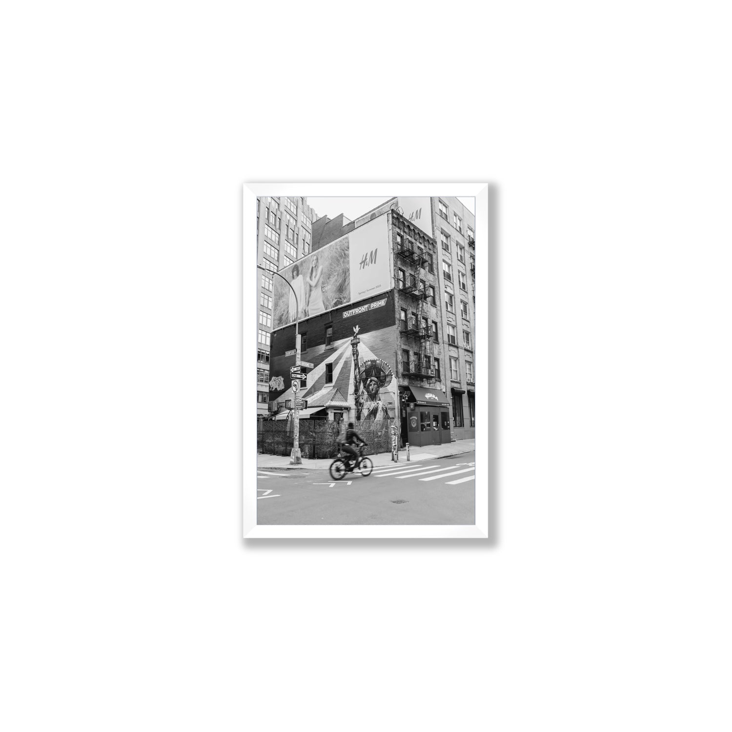 Shadows Of Liberty New York NYC Black & White wall art Medium full-bleed fine art print in white frame