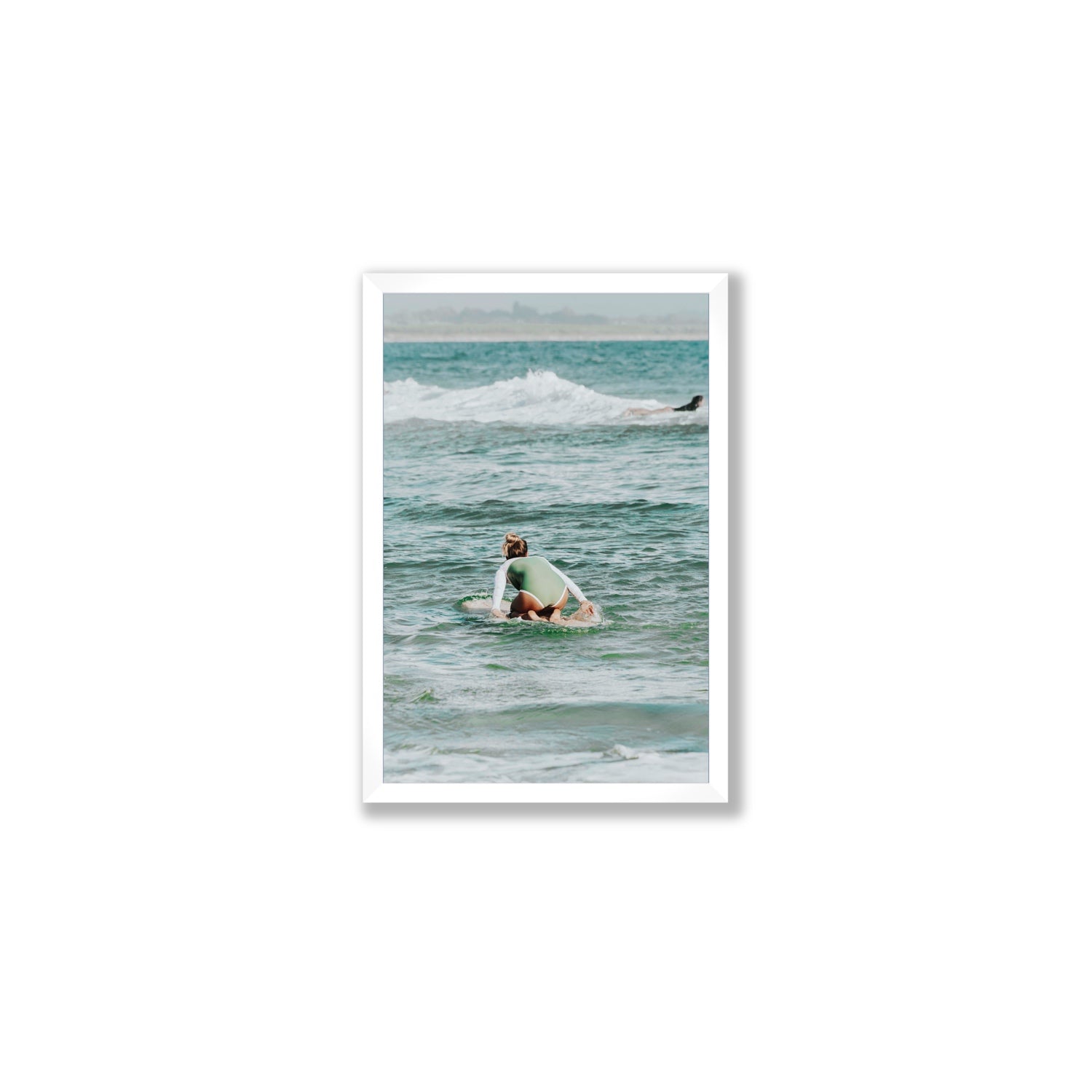 Quincy Byron Bay Surf coastal wall art Medium full-bleed fine art print in white frame