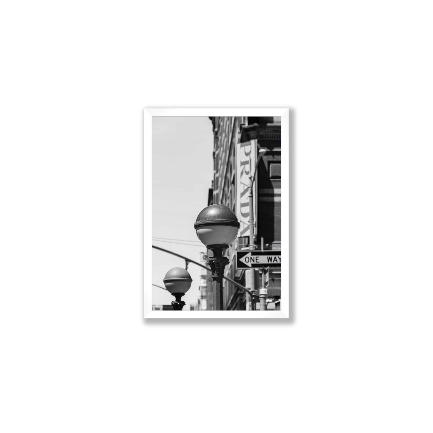 Subway Style New York NYC Black & White wall art Medium full-bleed fine art print in white frame