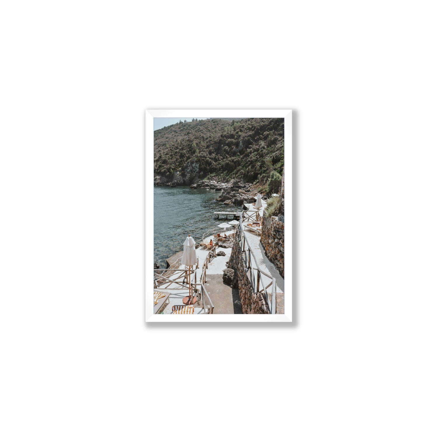L'Estate Tuscany coastal Italian wall art Medium full-bleed fine art print in white frame