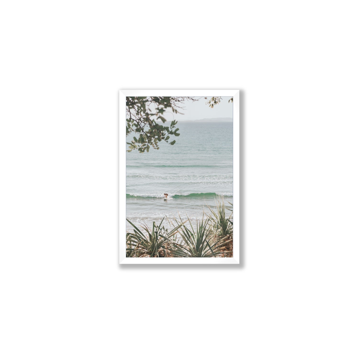Dream Boat fine art print, Noosa, Australia, coastal scenes artwork, Medium, White Frame · Full Bleed, Fine Art Print