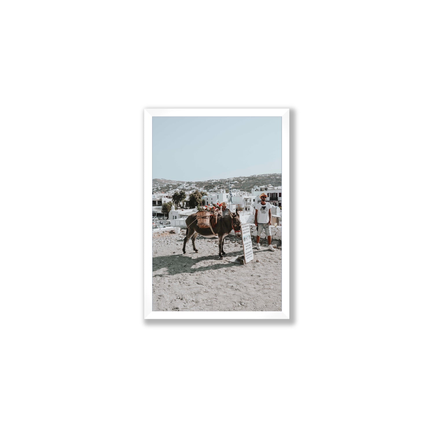 Let The Journey Begin Mykonos Greek island wall art Medium full-bleed fine art print in white frame