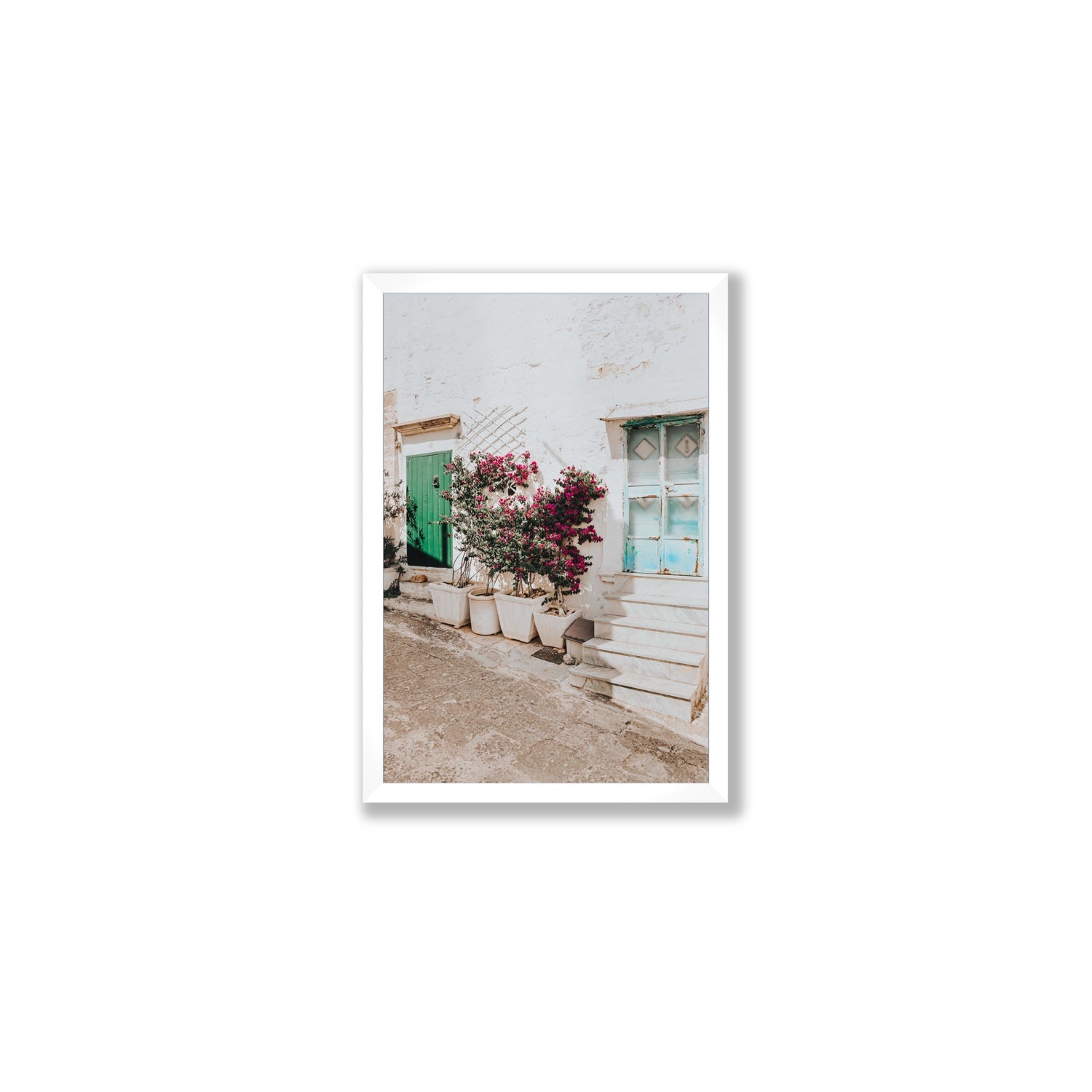 Floral Canvas Puglia Ostuni wall art Medium fine art canvas in white frame view 2