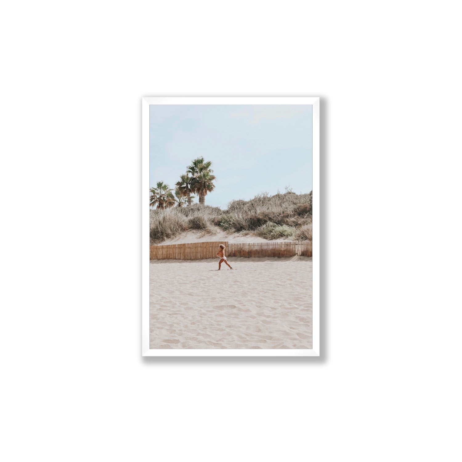 Joyful Sprint Puglia beach coastal fine art print Large full-bleed fine art print in white frame