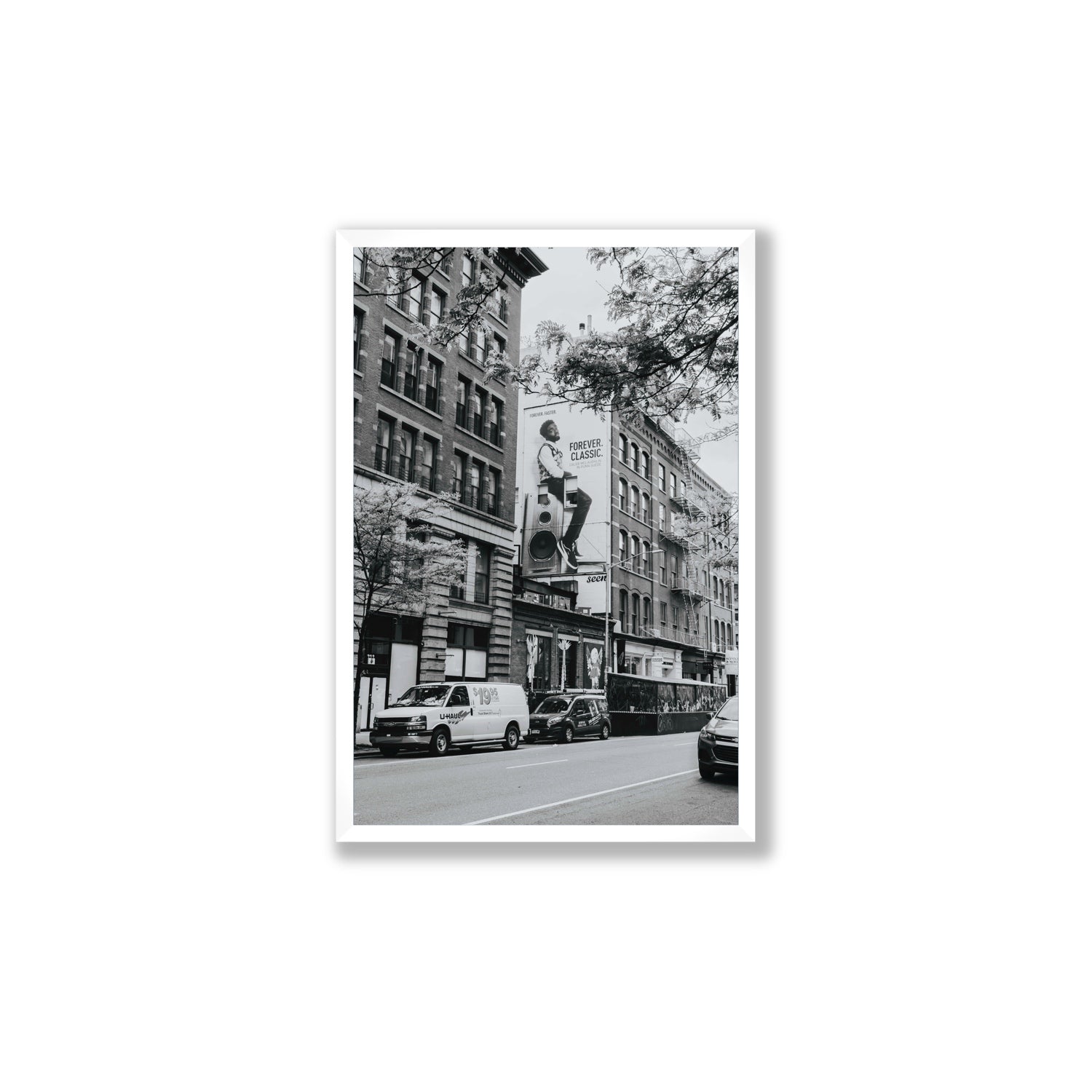 Forever Classic New York NYC Black & White wall art Large full-bleed fine art print in white frame