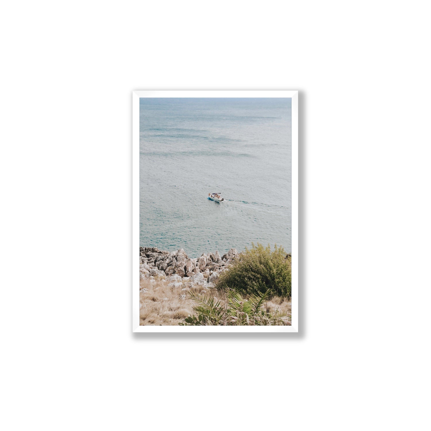 Puglian Departure Puglia coastal Italian wall art Large full-bleed fine art print in white frame