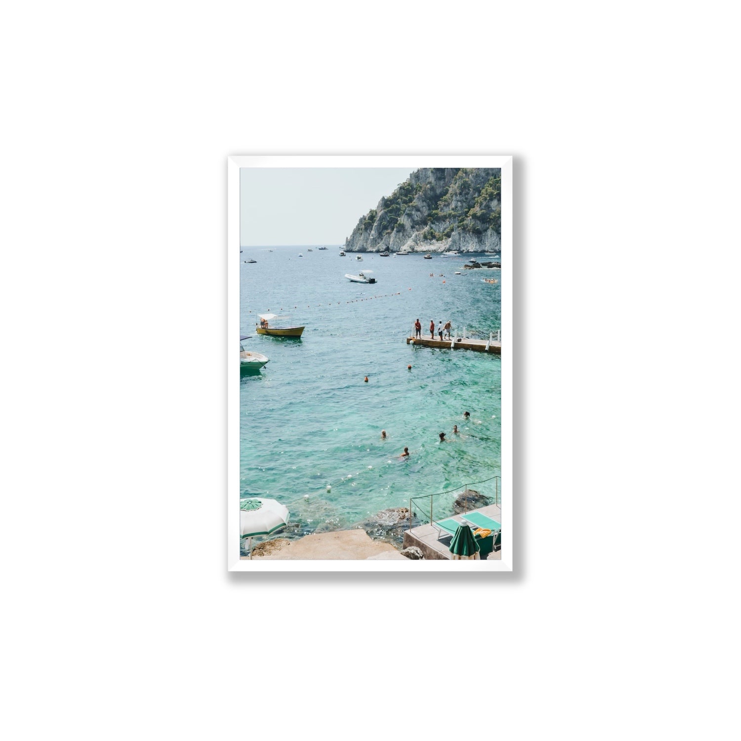 Delizia Pomeridiana Capri coastal wall art Large full-bleed fine art print in white frame