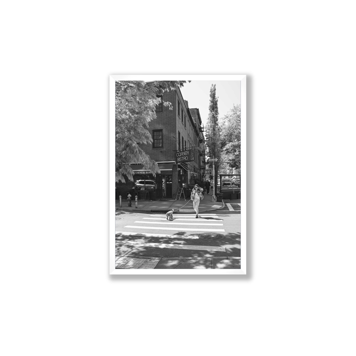 Sunlit Stroll New York NYC Black & White wall art Large full-bleed fine art print in white frame