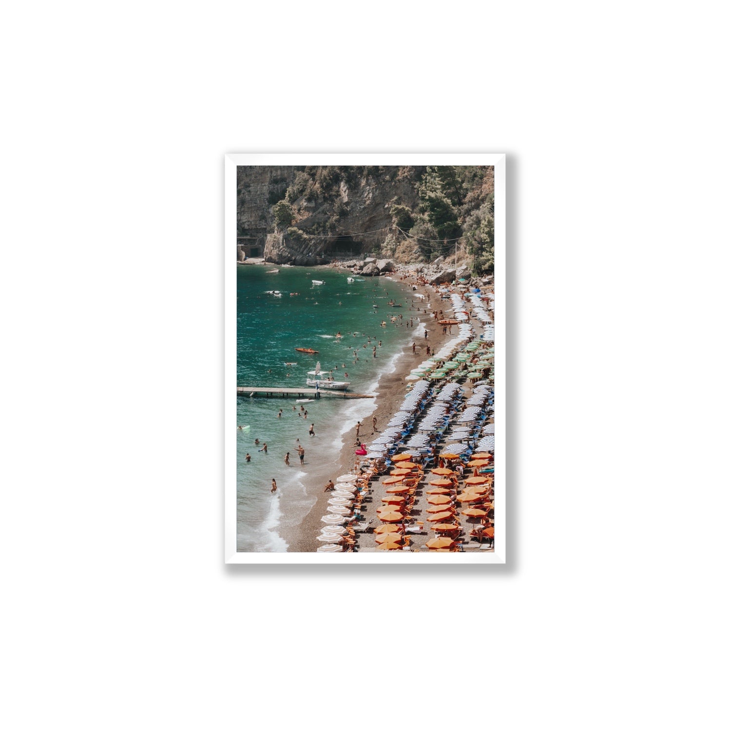 Ocean's Playground Positano decor wall art Large full-bleed fine art print in white frame