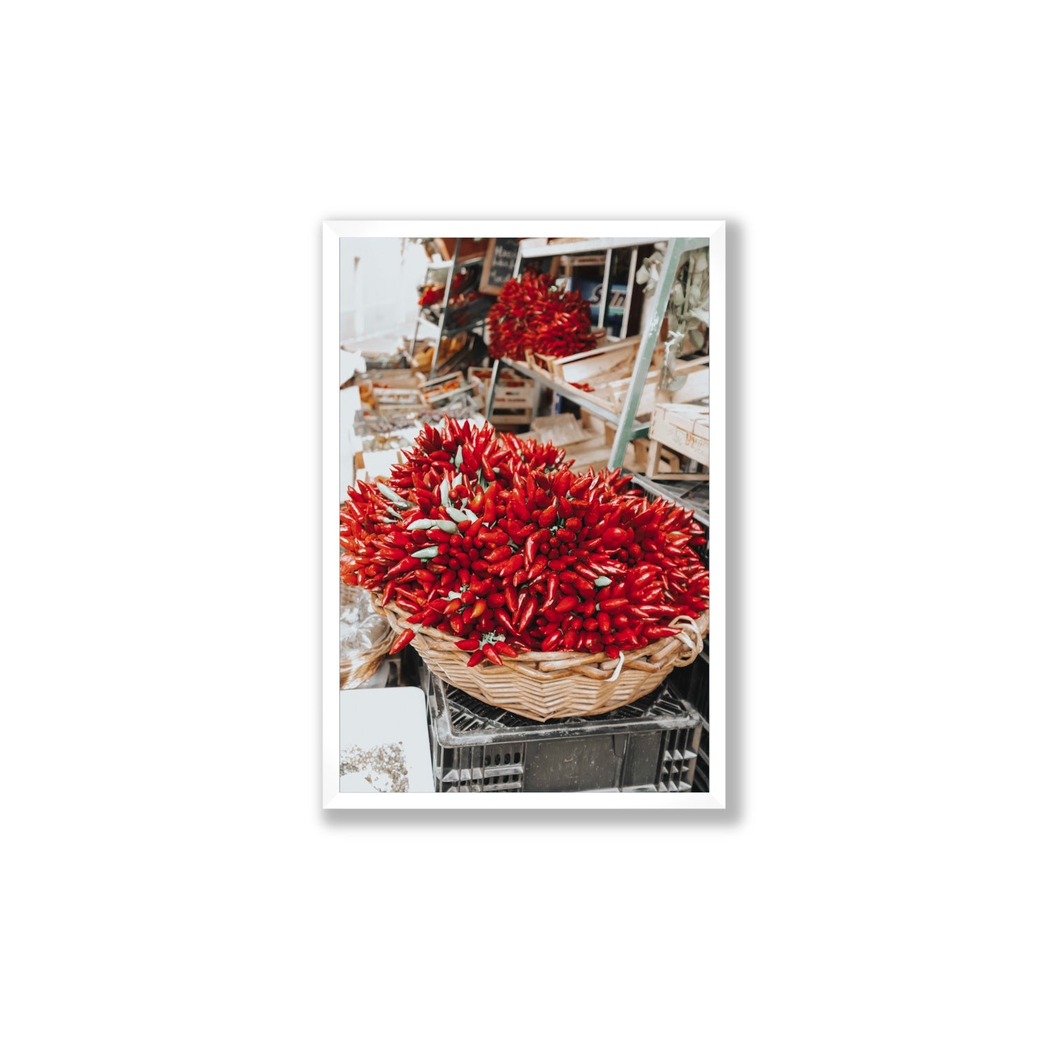 Spicy Bunch Puglia Italian wall art Large full-bleed fine art print in white frame