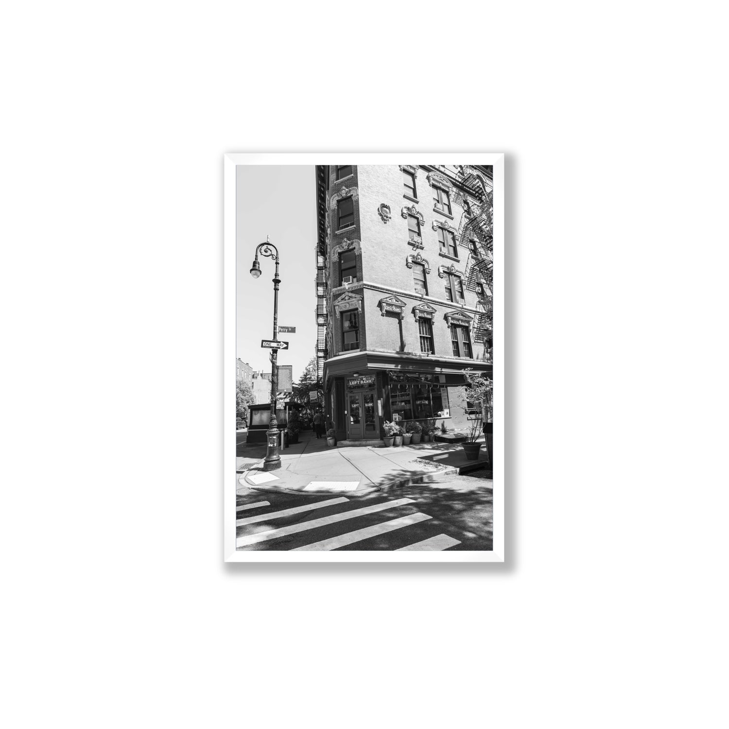 Parisian On Perry New York NYC Black & White wall art Large full-bleed fine art print in white frame