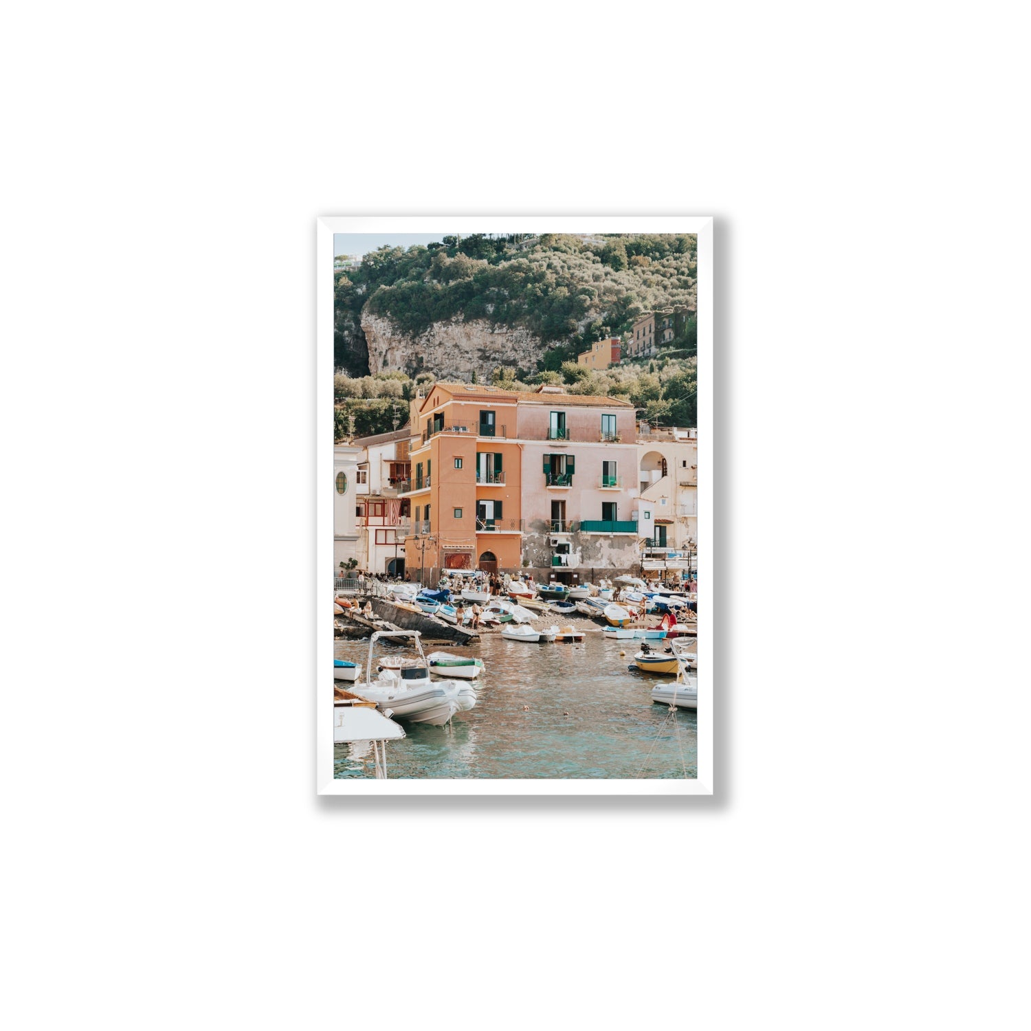 Boatyard Bliss fine art print, Sorrento, Italy, Large, White Frame · Full Bleed, Fine Art Print