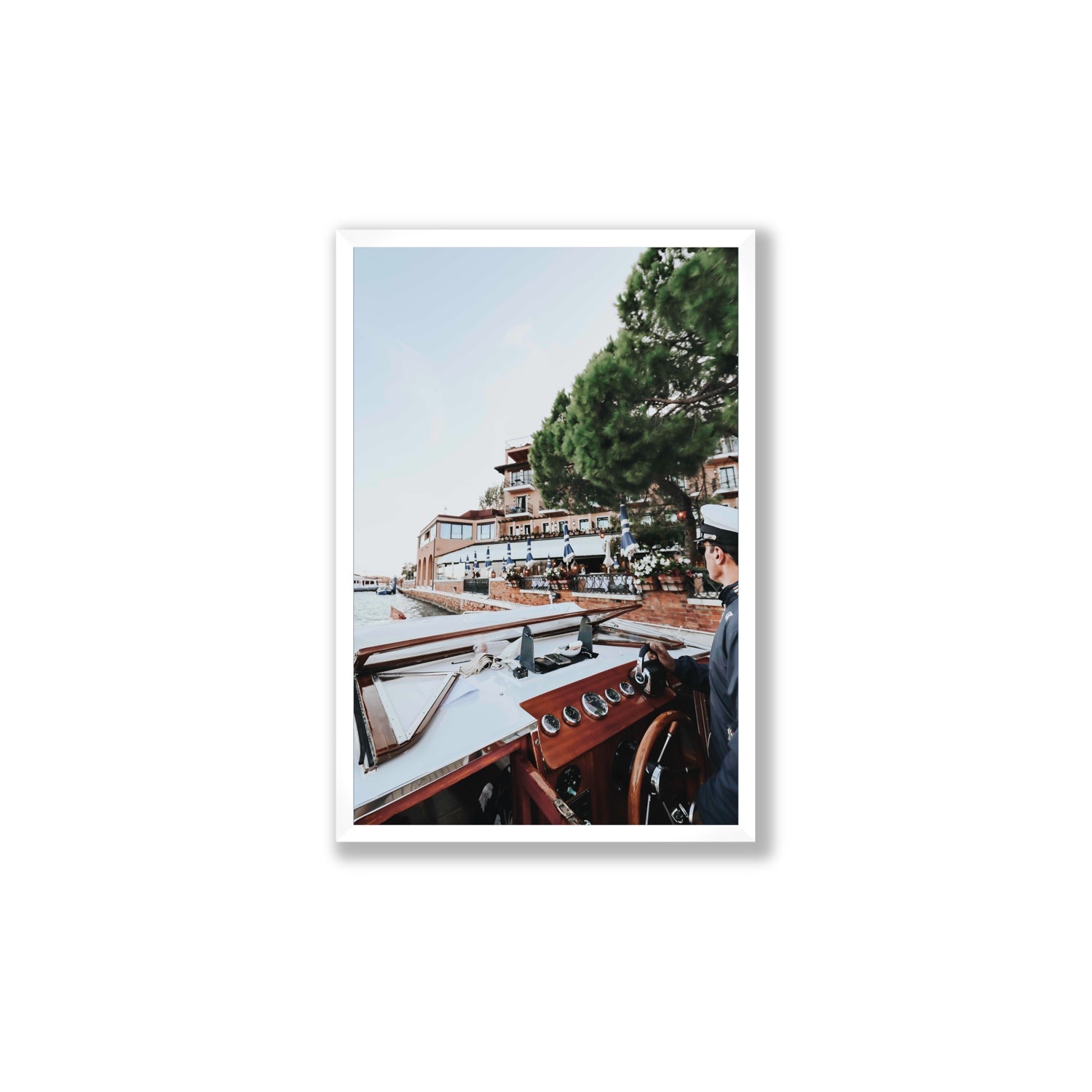 The Driver Venice Canal Italian wall art Large full-bleed fine art print in white frame