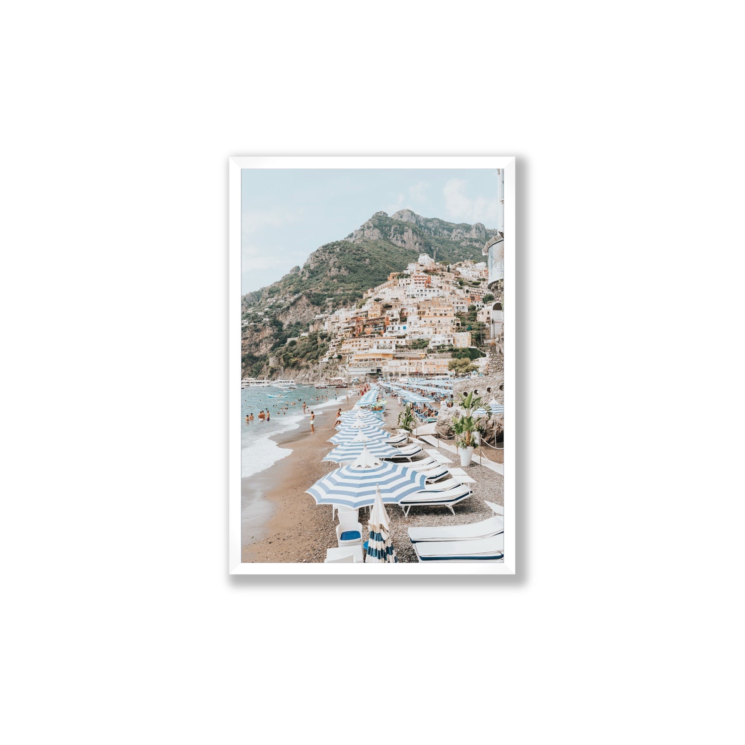 The Cliffside Village fine art print, Positano, Italy, Large, White Frame · Full Bleed, Fine Art Print