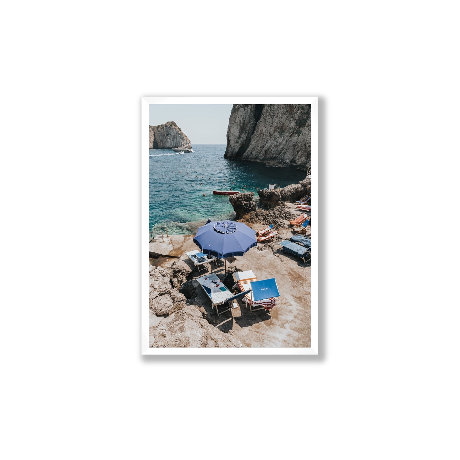 Lonely Loungers fine art print, Capri, Italy, Large, White Frame · Full Bleed, Fine Art Print