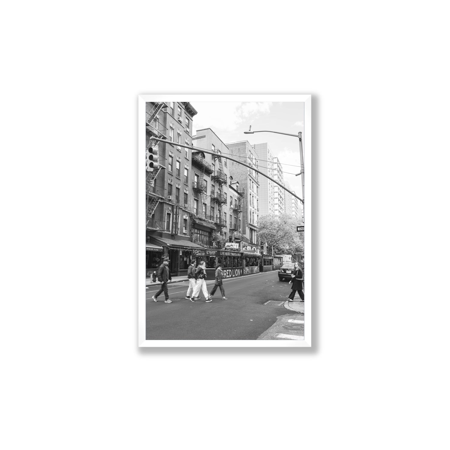 Spectral Streets New York NYC Black & White wall art Large full-bleed fine art print in white frame