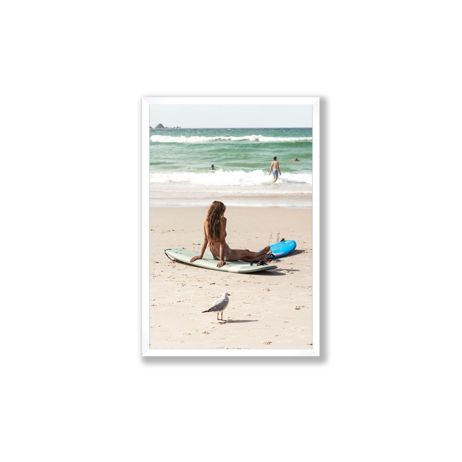 Carissa Byron Bay Surf coastal wall art Large full-bleed fine art print in white frame