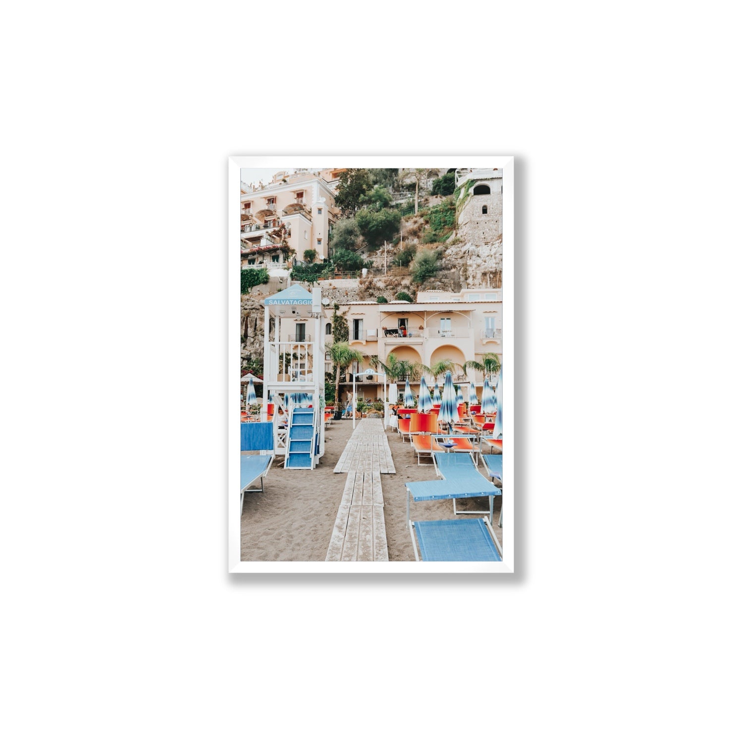 Torre Di Salvataggio fine art print, Positano, Italy, Large, White Frame · Full Bleed, Fine Art Print