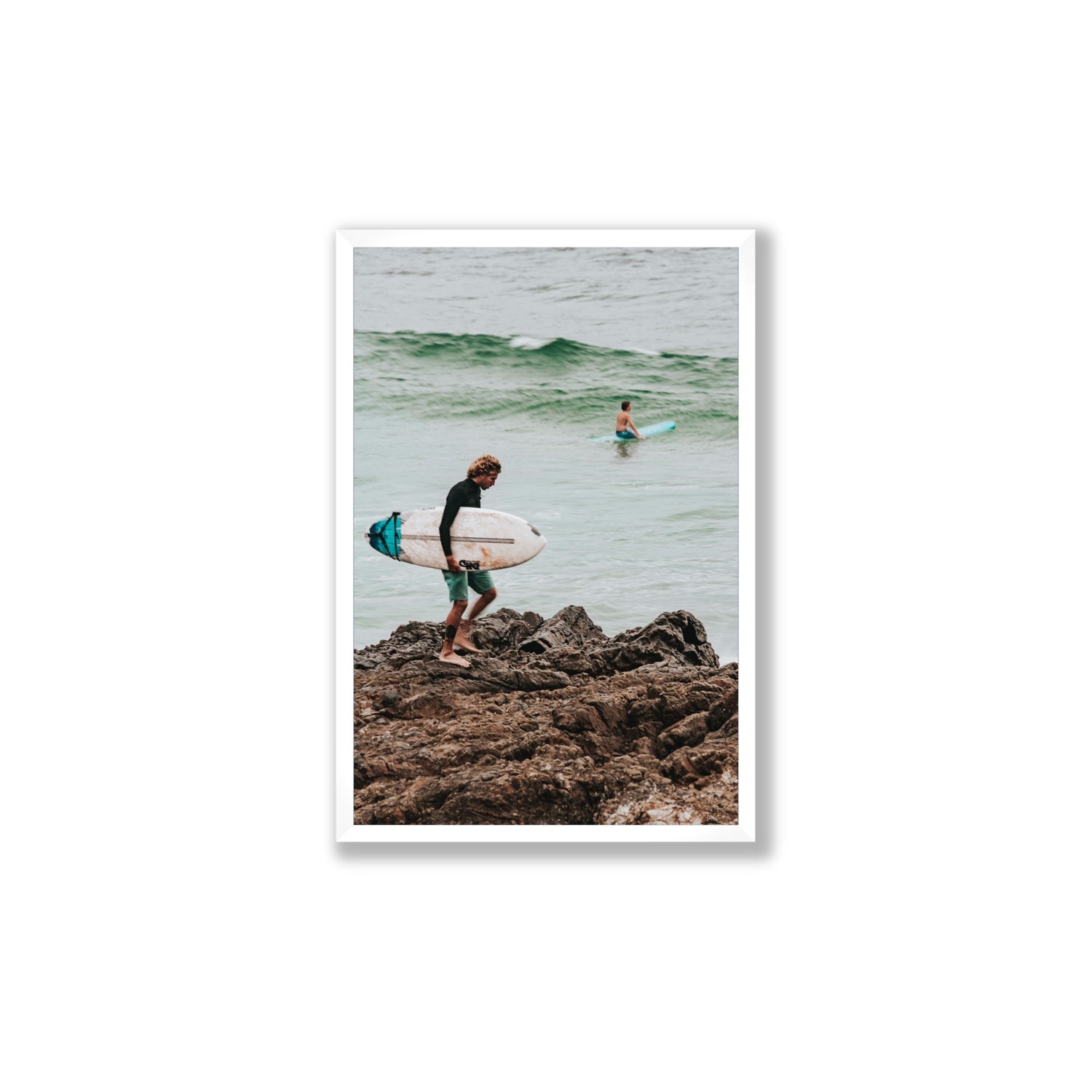 Not All Who Wander Are Lost Byron Bay Surf wall art Large full-bleed fine art print in white frame