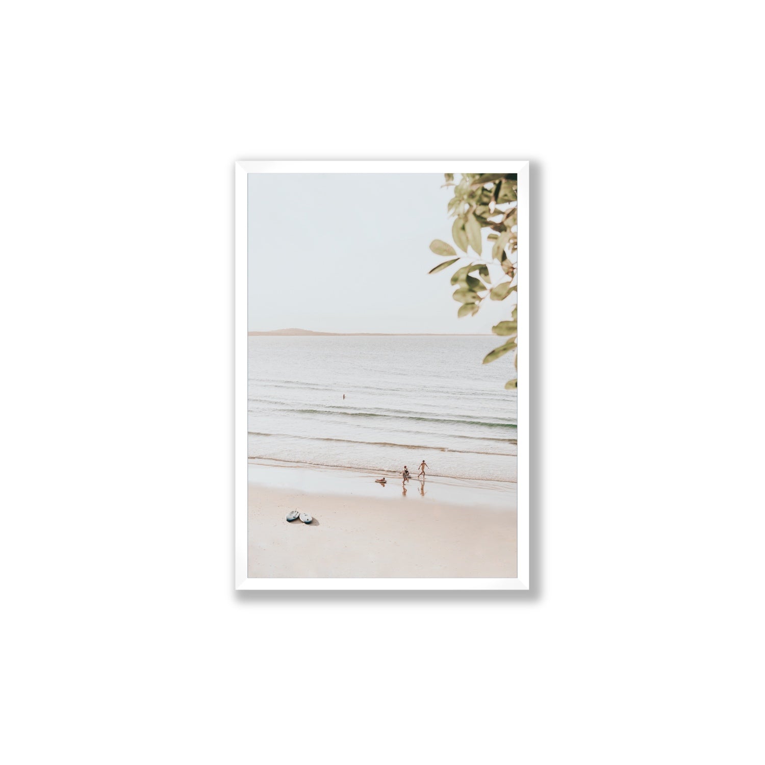Walking On Sunshine fine art print, Noosa, Australia, coastal scenes artwork, Large, White Frame · Full Bleed, Fine Art Print