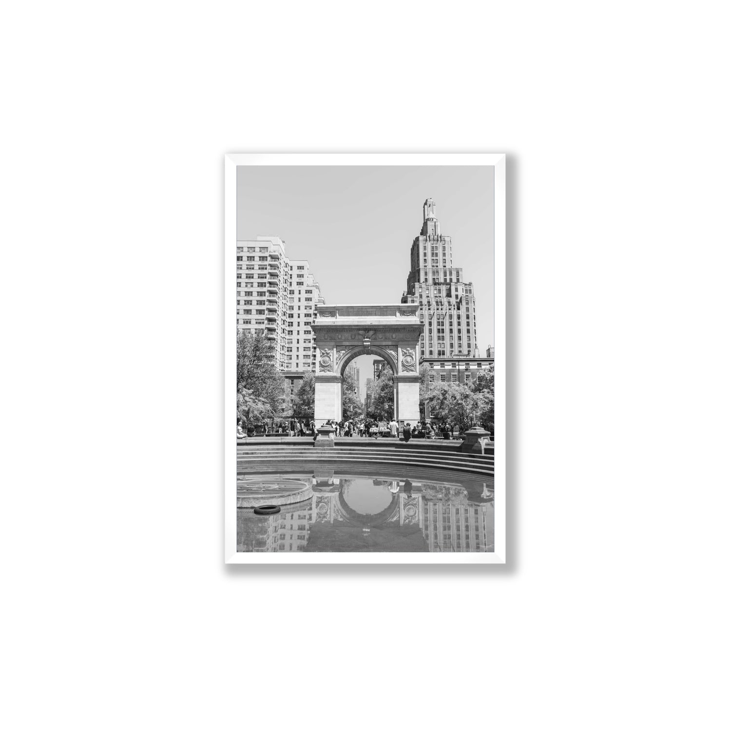 Washington Skyline New York NYC Black & White wall art Large full-bleed fine art print in white frame