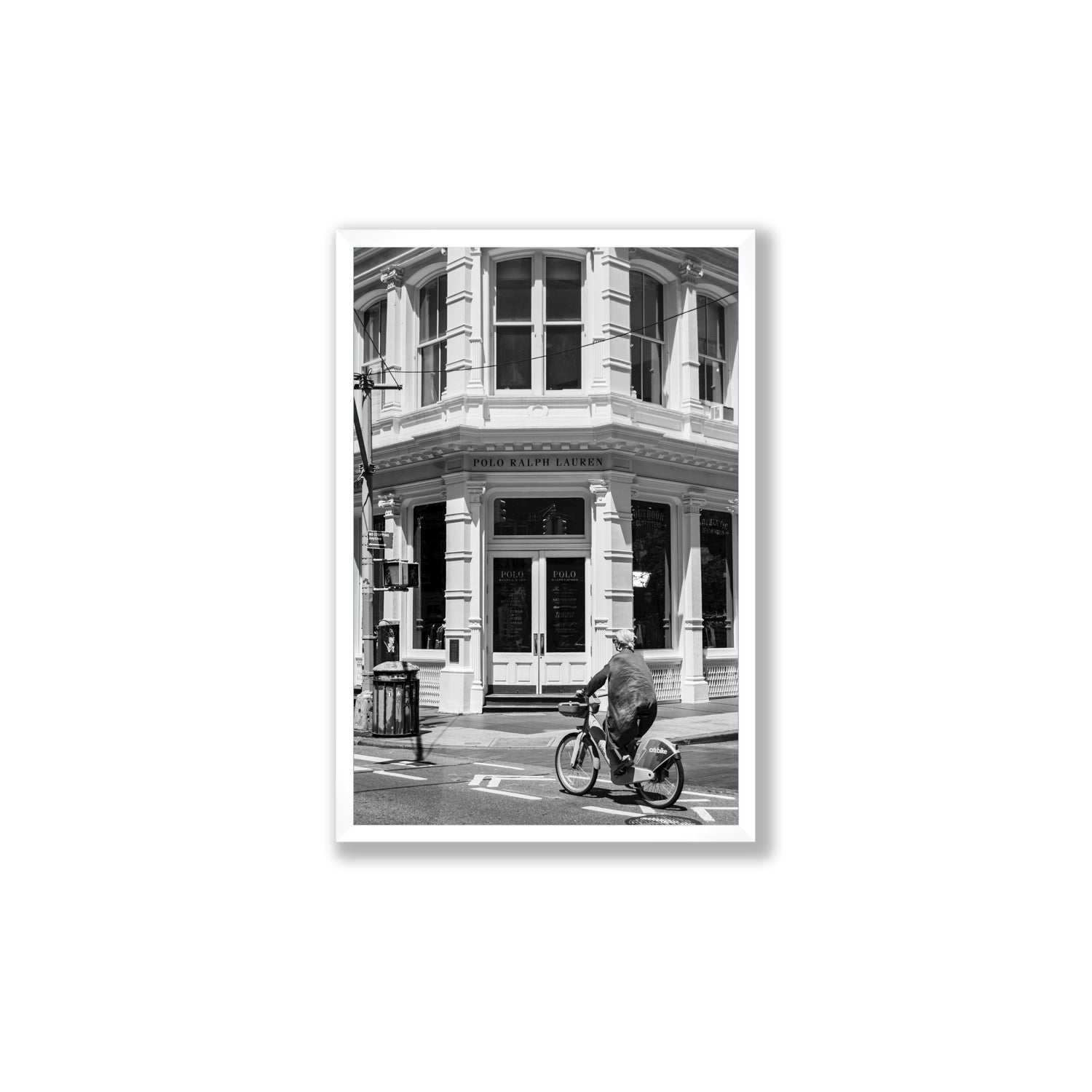 Downtown Rider New York NYC Black & White wall art Large full-bleed fine art print in white frame