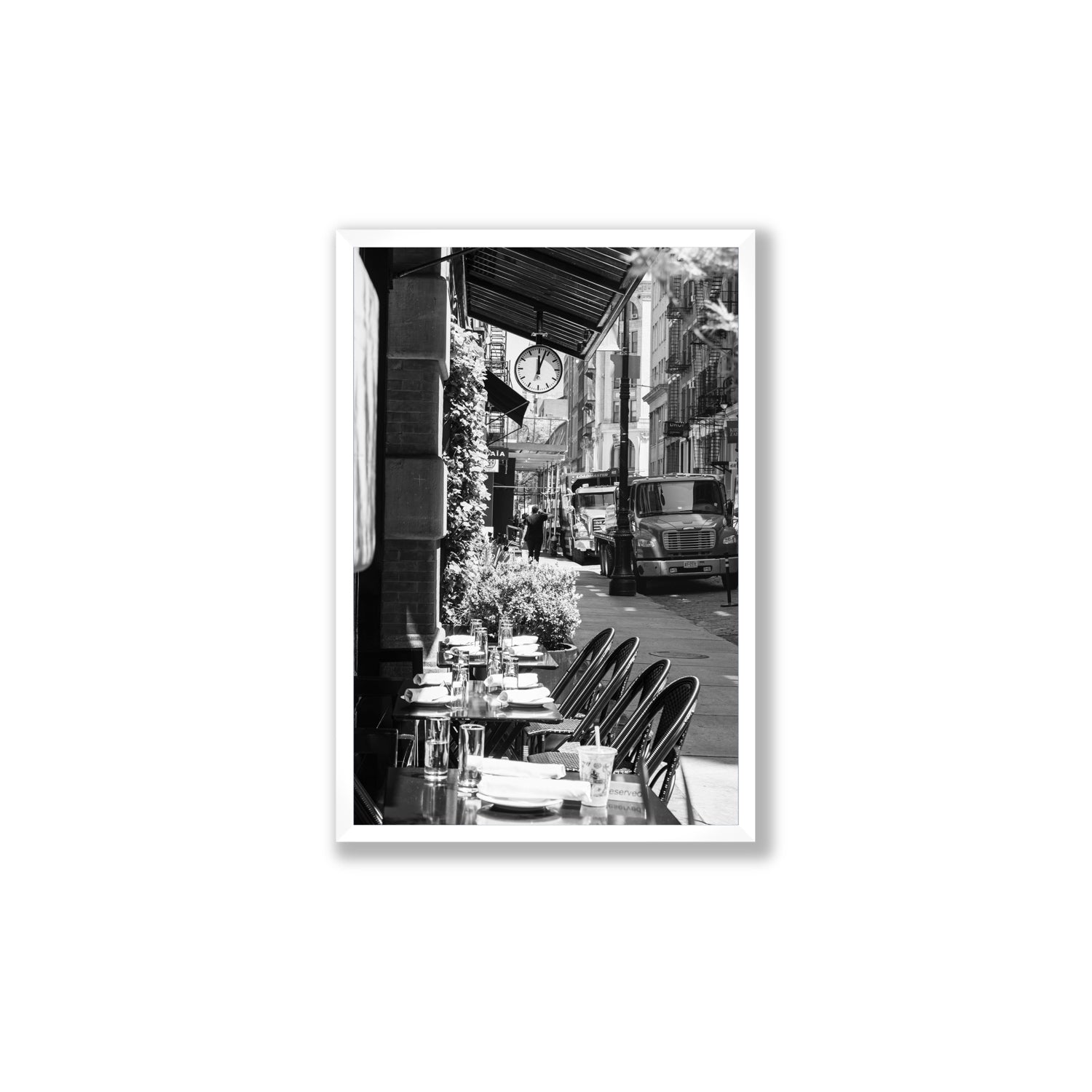 Mercer Street New York NYC Black & White wall art Large full-bleed fine art print in white frame