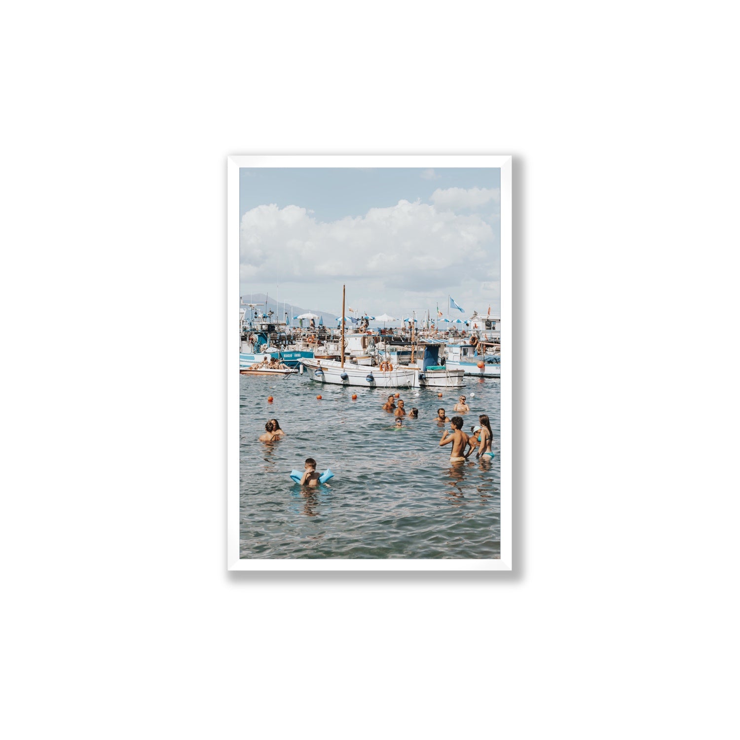Vacanze Italiane Sorrento Italian coastal wall art Large full-bleed fine art print in white frame