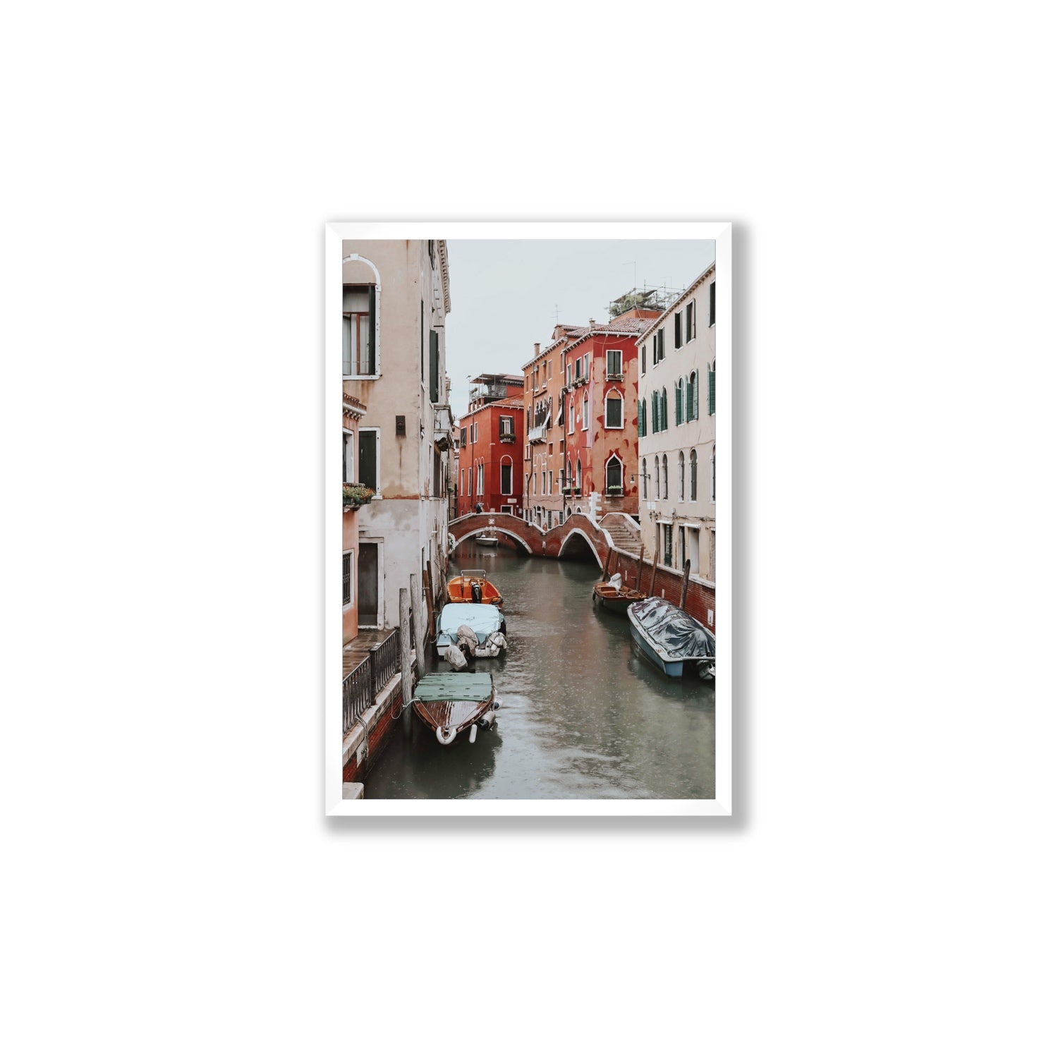 City of Water Venice Italian Mediterranean decor wall art Large full-bleed fine art print in white frame