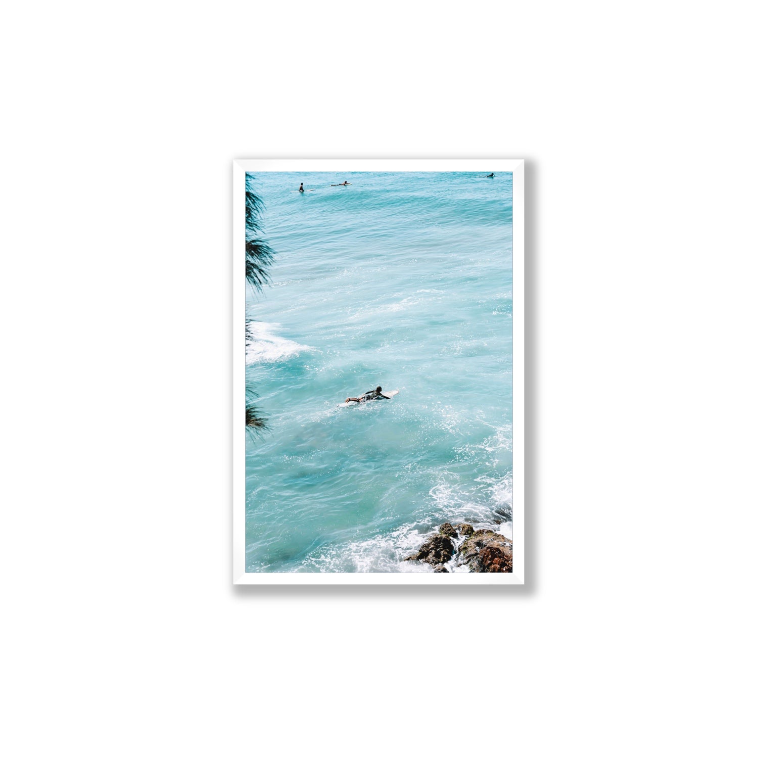 Blue Crush fine art print, Byron Bay, Australia, Large, White Frame · Full Bleed, Fine Art Print