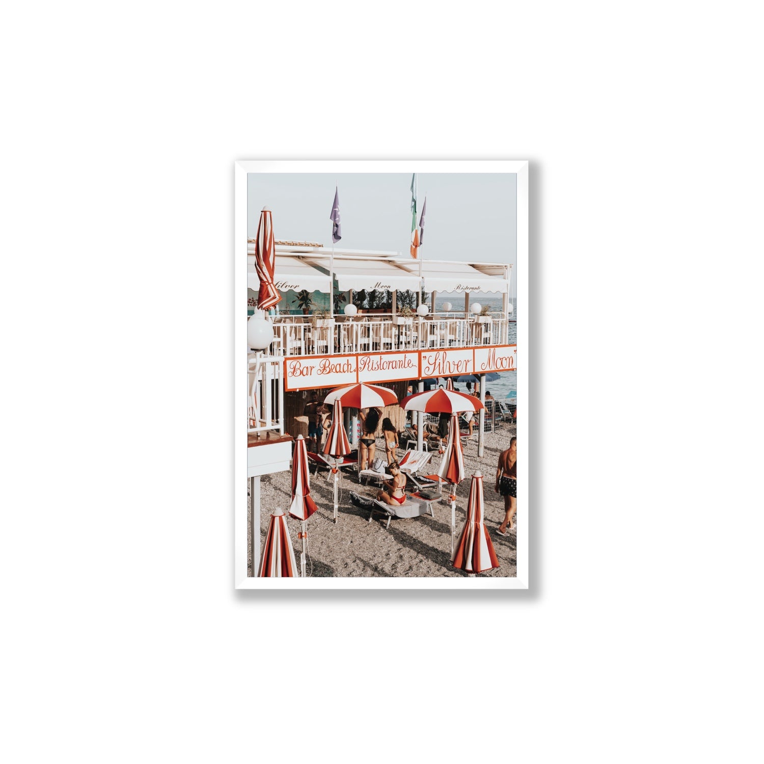 Vintage Amalfi Amalfi Mediterranean wall art Large full-bleed fine art print in white frame