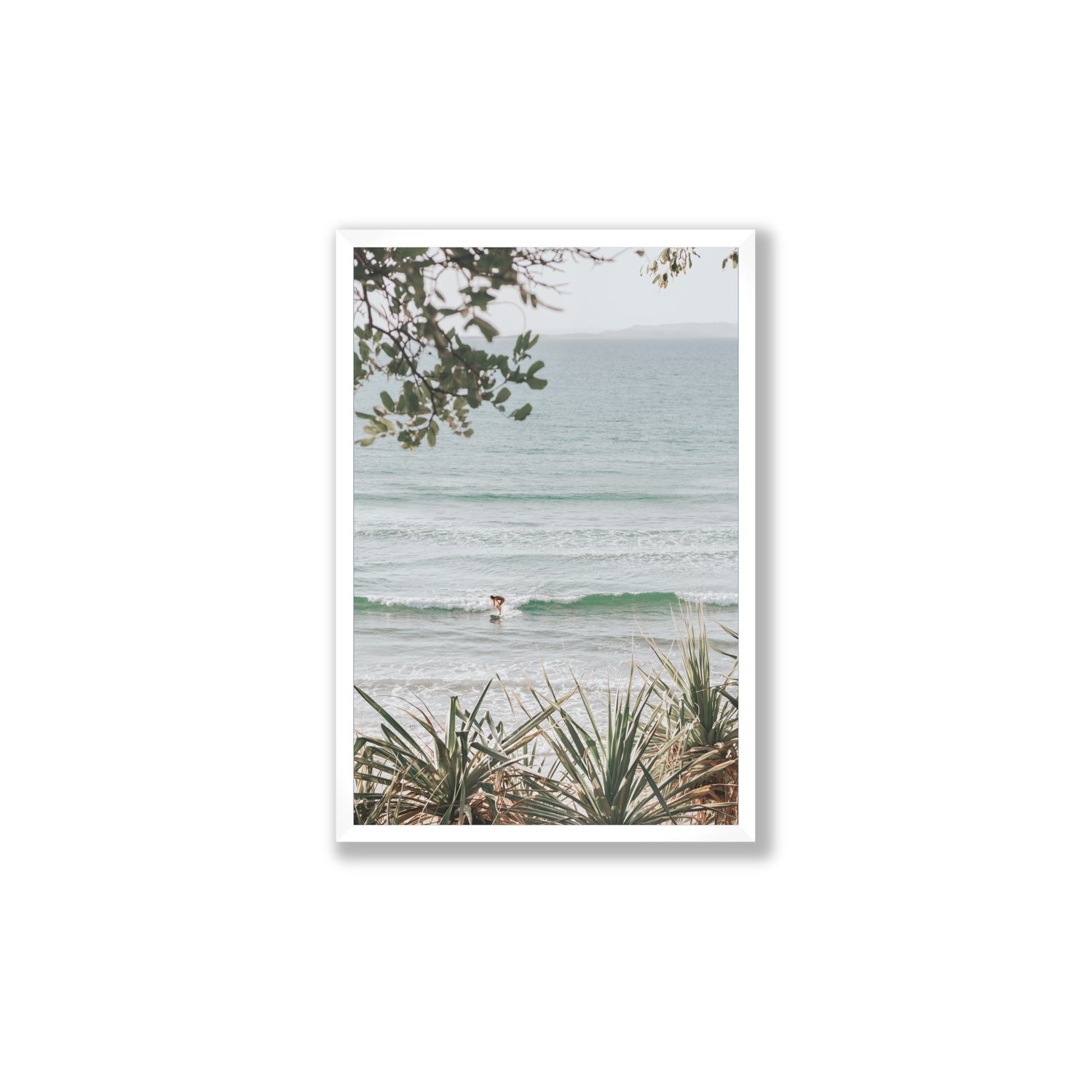 Dream Boat fine art print, Noosa, Australia, coastal scenes artwork, Large, White Frame · Full Bleed, Fine Art Print