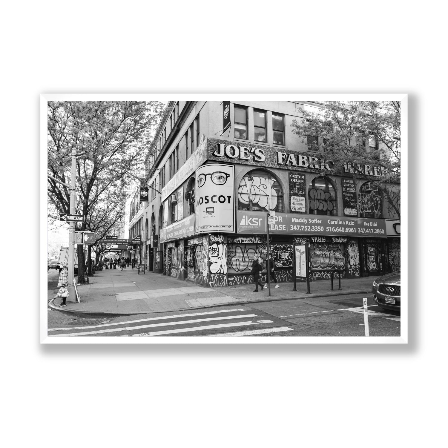 Wall Poetry New York NYC Black & White wall art Statement full-bleed fine art print in white frame