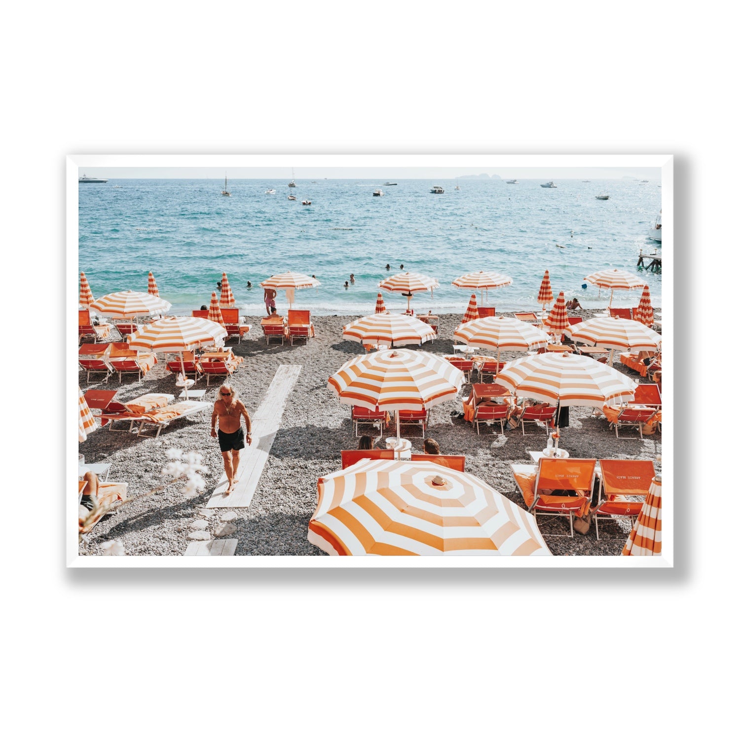 Shoreline Strut Positano wall art Statement full-bleed fine art print in white frame