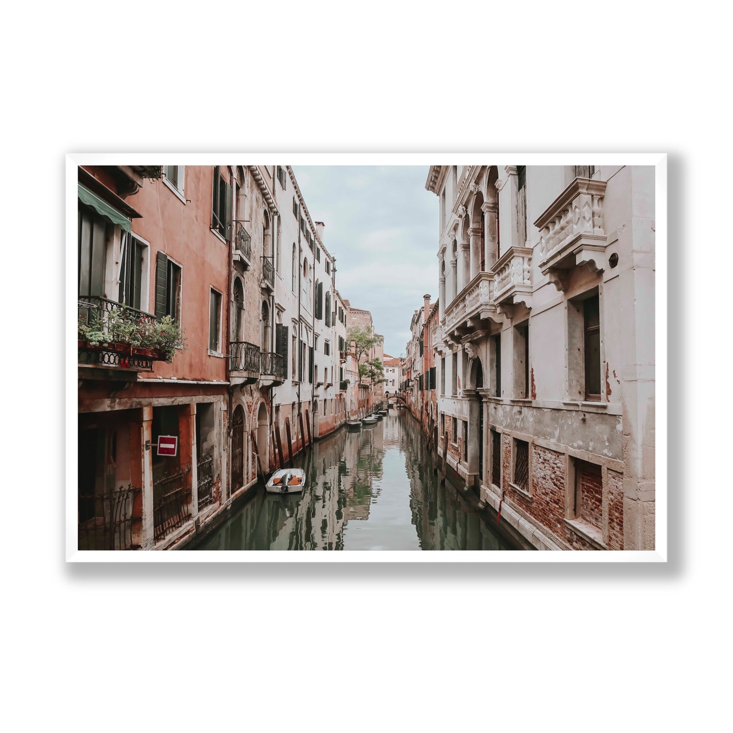 The Floating City Venice Canal Italian decor wall art Statement full-bleed fine art print in white frame