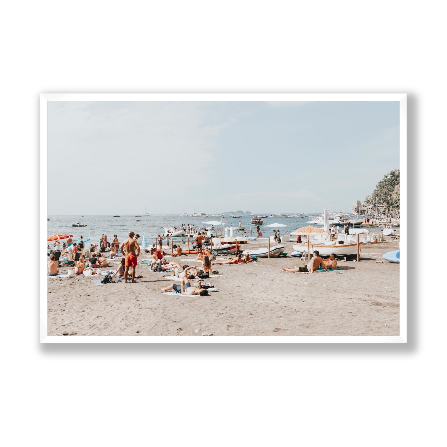 Beachy Vibes fine art print, Positano, Italy, Statement, White Frame · Full Bleed, Fine Art Print