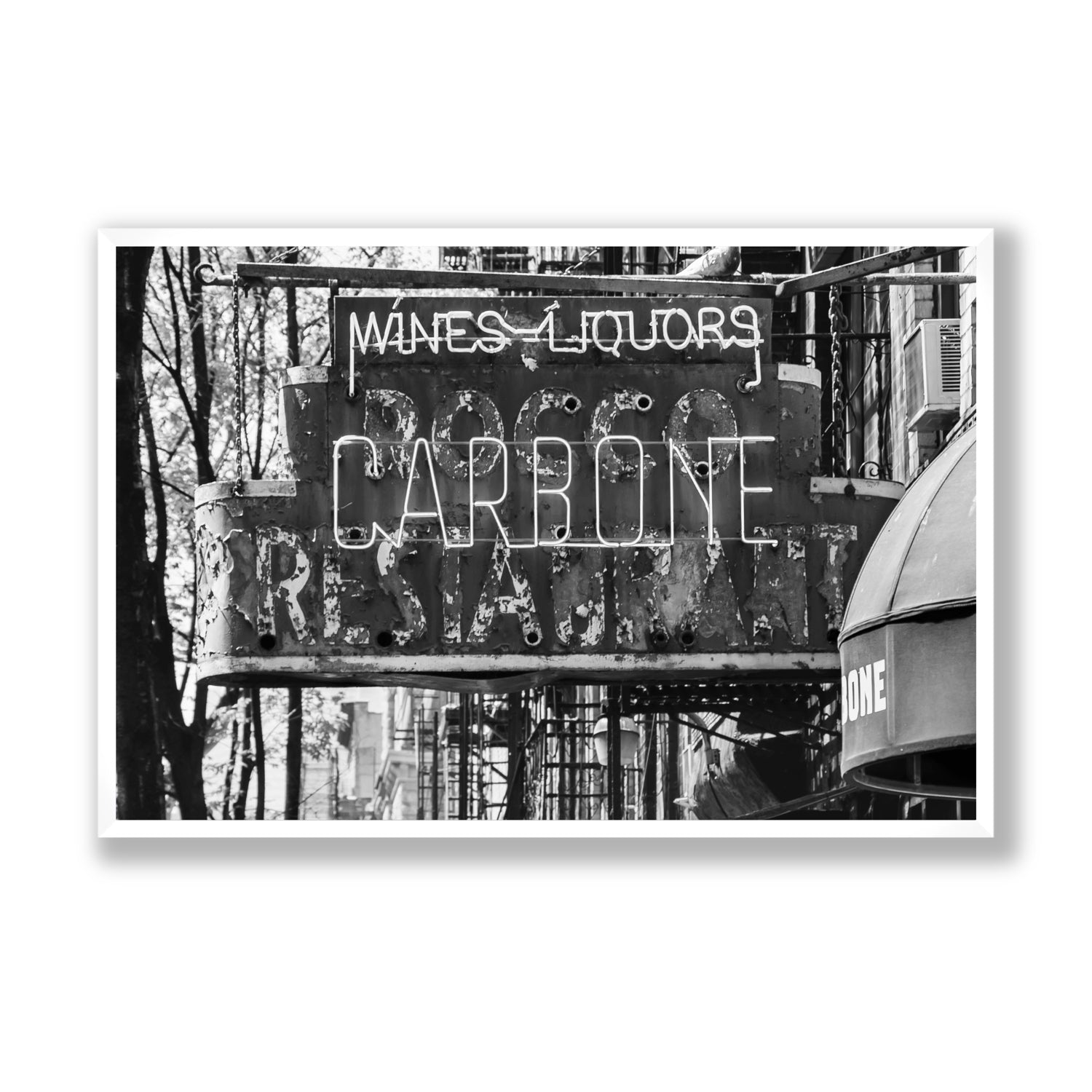 Thompson Street New York NYC Black & White wall art Statement full-bleed fine art print in white frame
