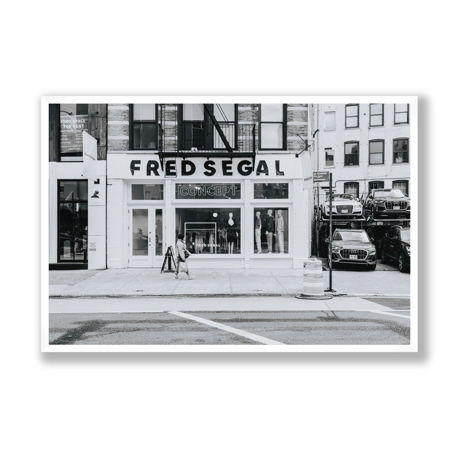 Noir York New York NYC Black & White wall art Statement full-bleed fine art print in white frame