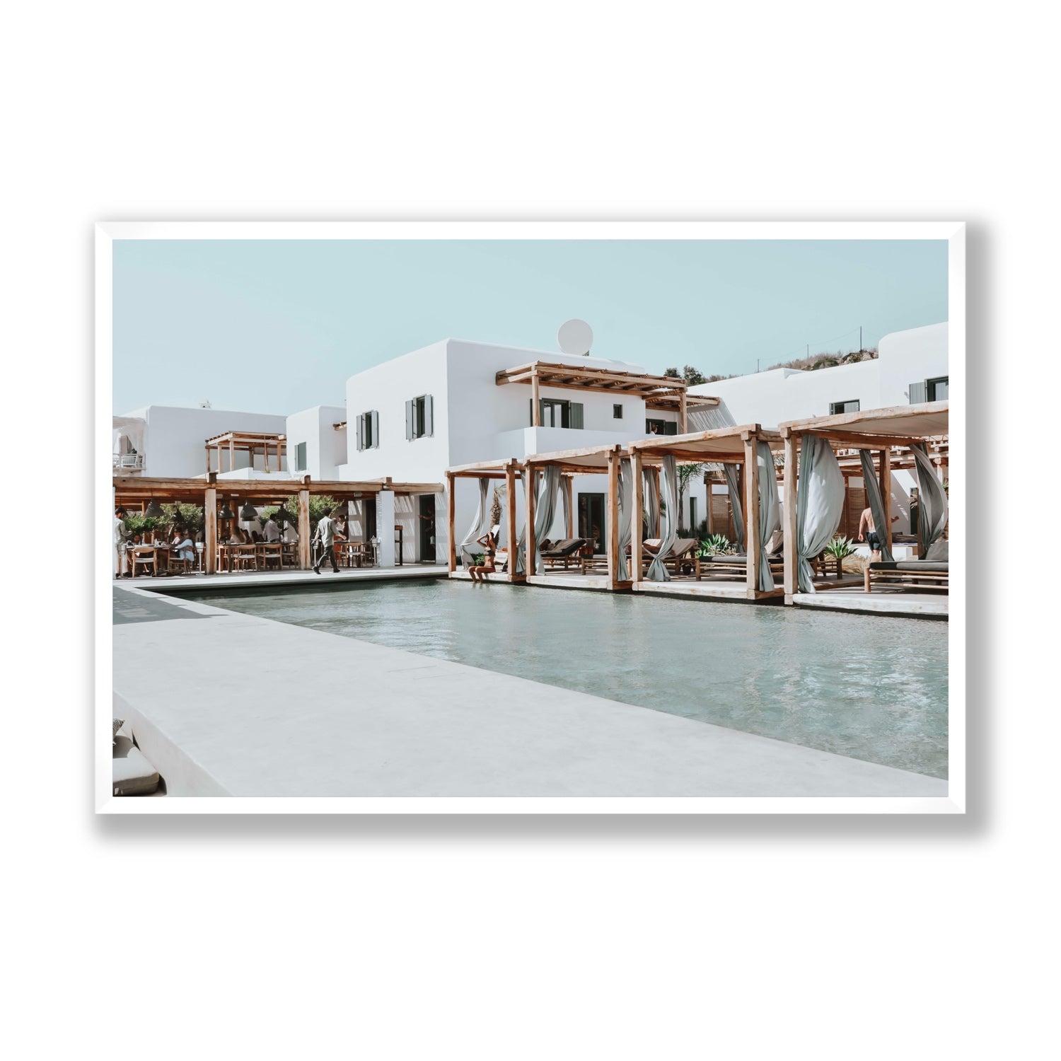 Polytelís Mykonos Greek island wall art Statement full-bleed fine art print in white frame