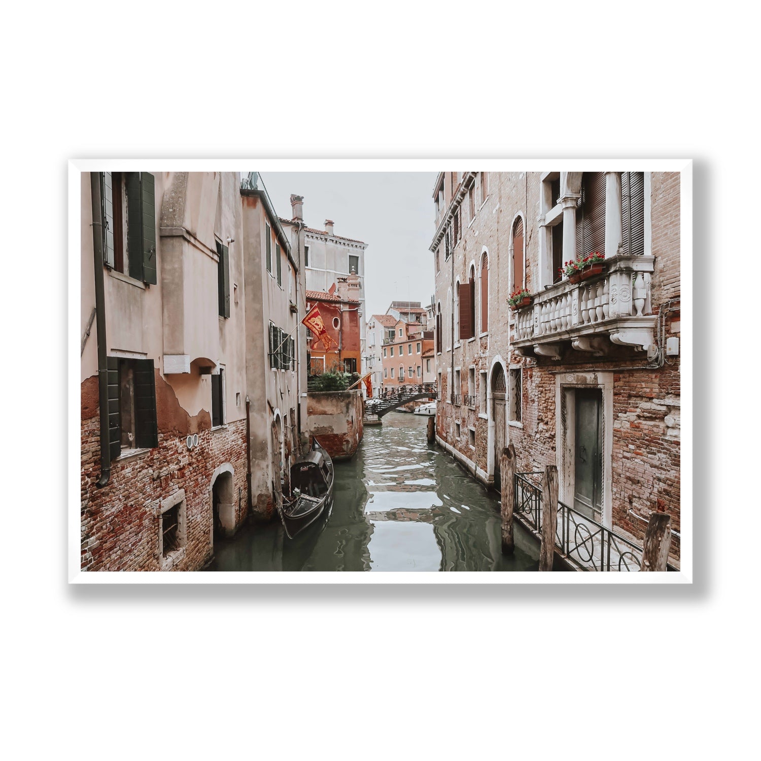 Venetian Gothic Venice Canal Italian wall art Statement full-bleed fine art print in white frame