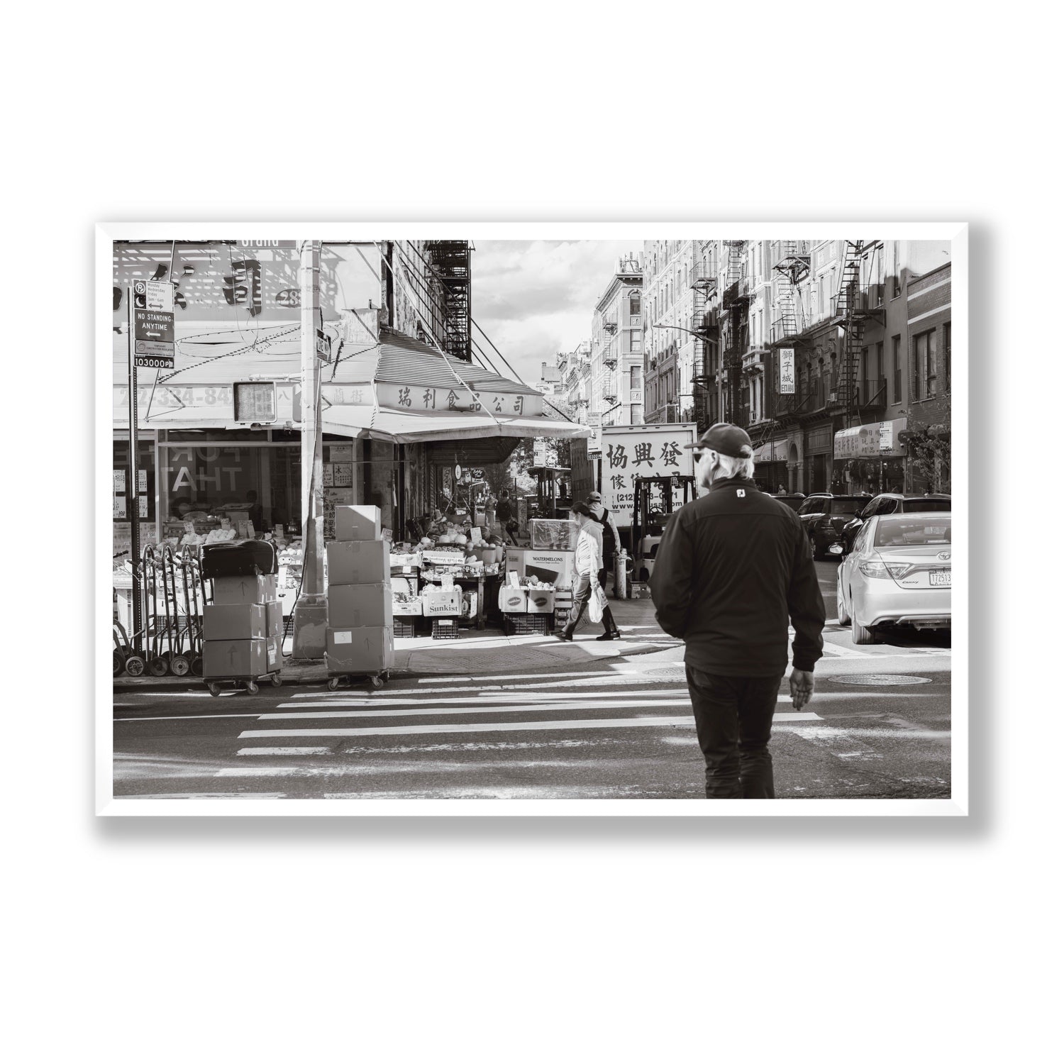 Chinatown New York NYC Street wall art Statement full-bleed fine art print in white frame