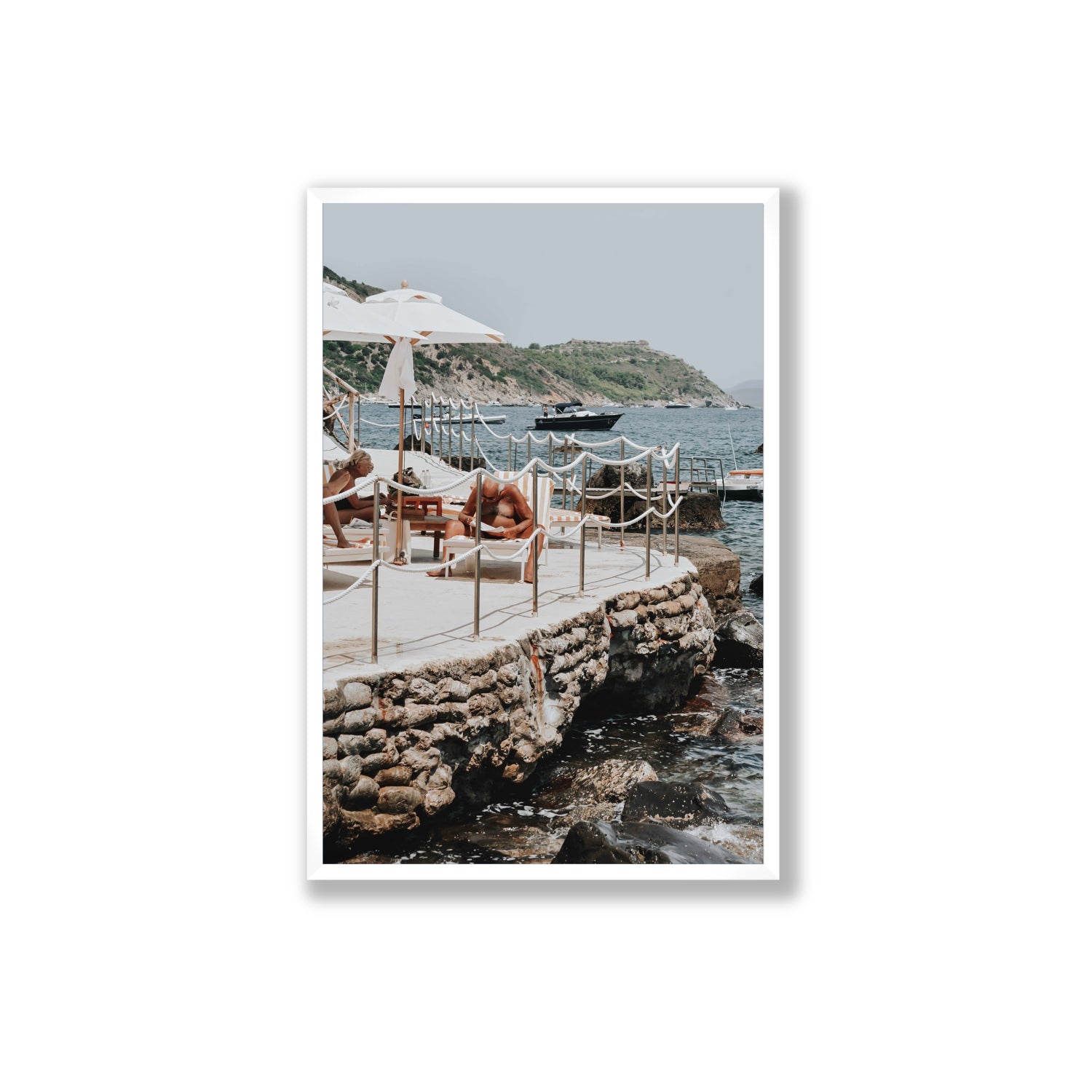 Nonno e Nonna Tuscany coastal Italian wall art Extra Large full-bleed fine art print in white frame