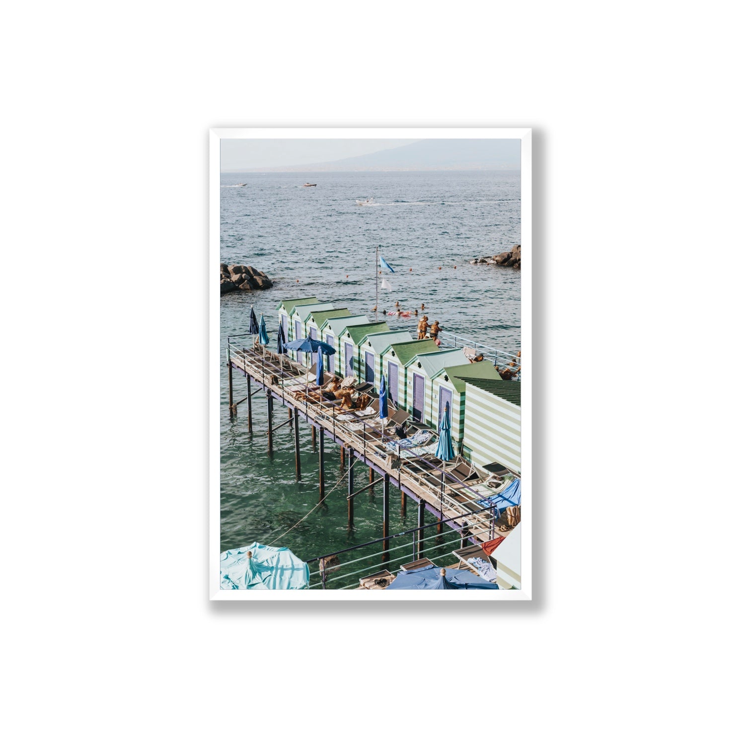 Cabine da Spiaggia fine art print, Sorrento, Italy, Extra Large, White Frame · Full Bleed, Fine Art Print