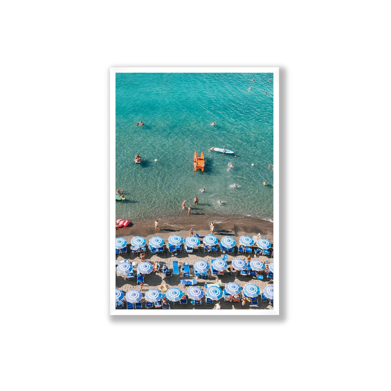Aquamarine Oasis Sorrento Italian coastal wall art Extra Large full-bleed fine art print in white frame