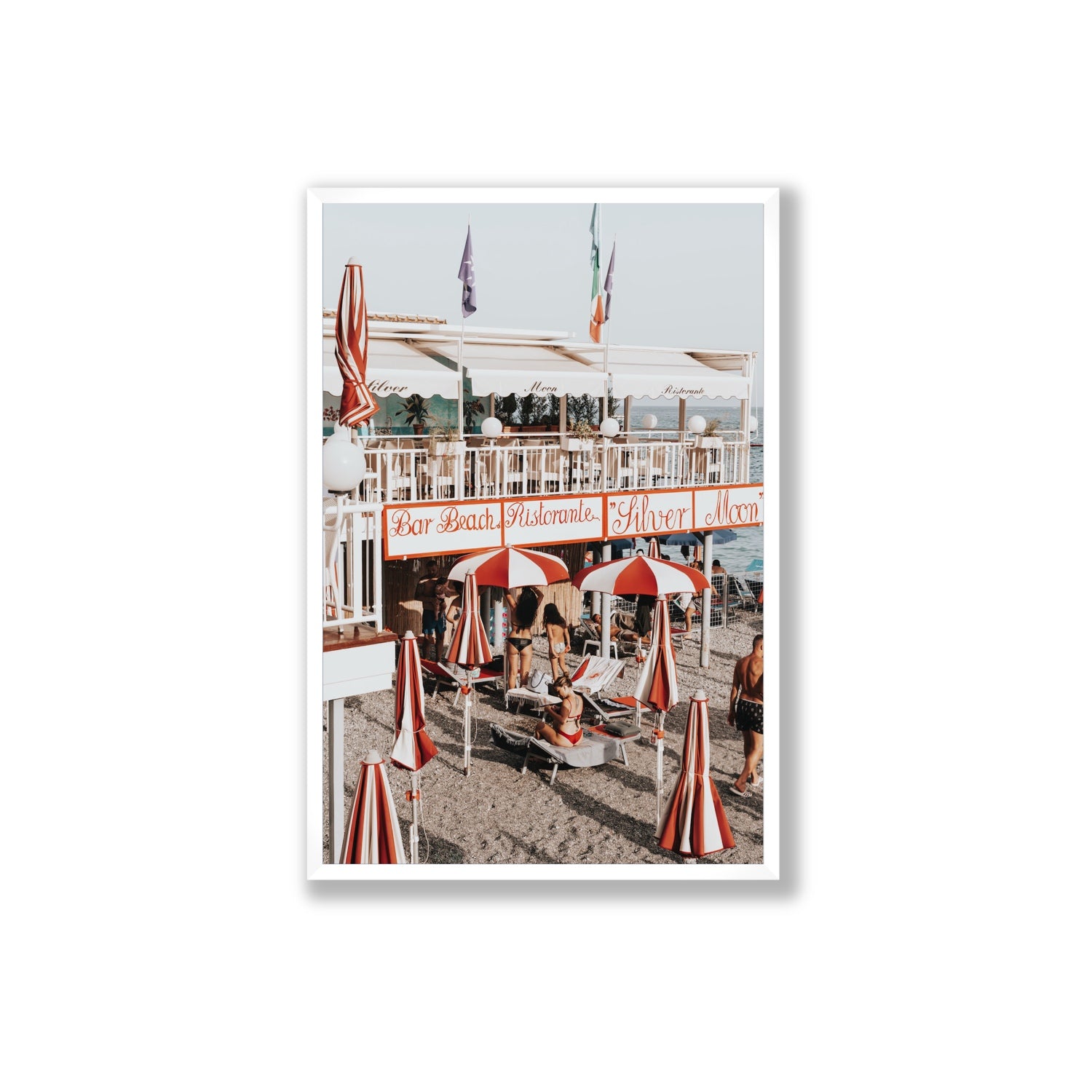 Vintage Amalfi Amalfi Mediterranean wall art Extra Large full-bleed fine art print in white frame