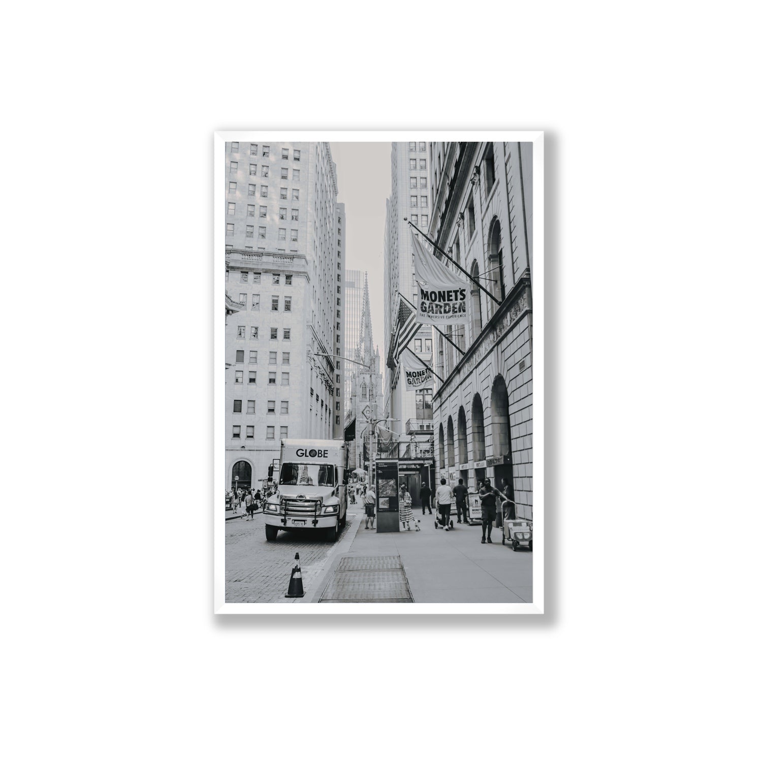 Metropolitan Monotone New York NYC Black & White wall art Extra Large full-bleed fine art print in white frame