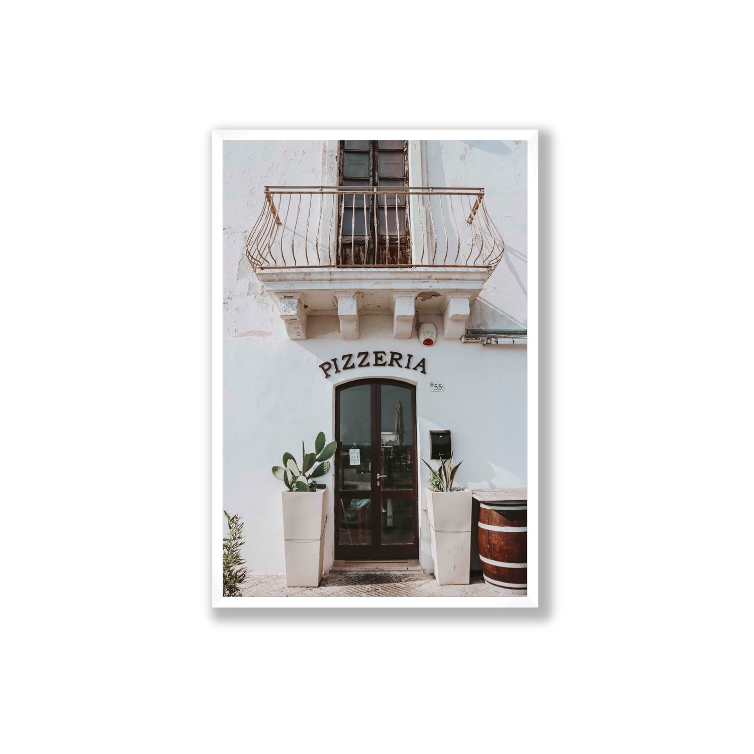 Pizzeria Puglia Italian wall art Extra Large full-bleed fine art print in white frame